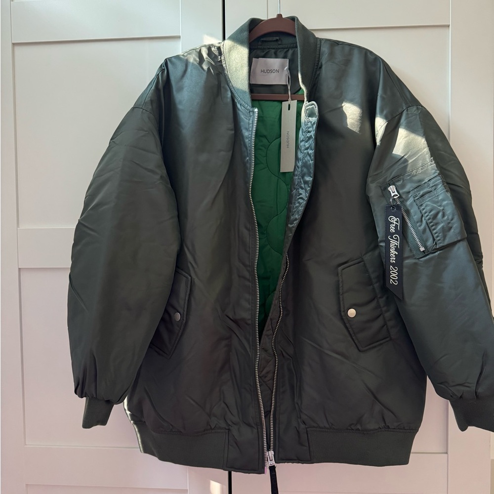 New! Hudson Olive Green Oversized Bomber Jacket M